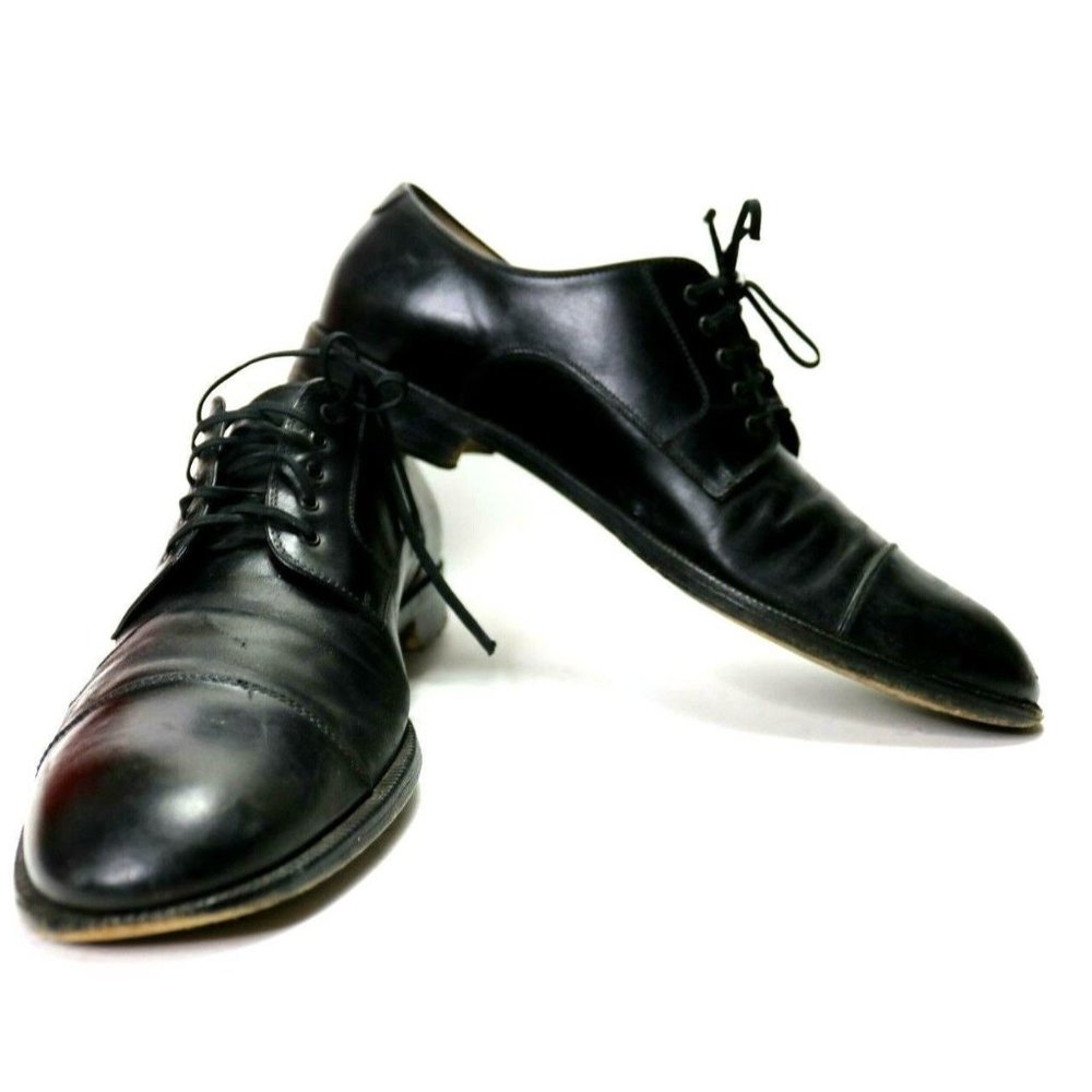 Salvatore Ferragamo Men's Size 9.5 B Studio Oxford Black Dress Shoes Cap Toe